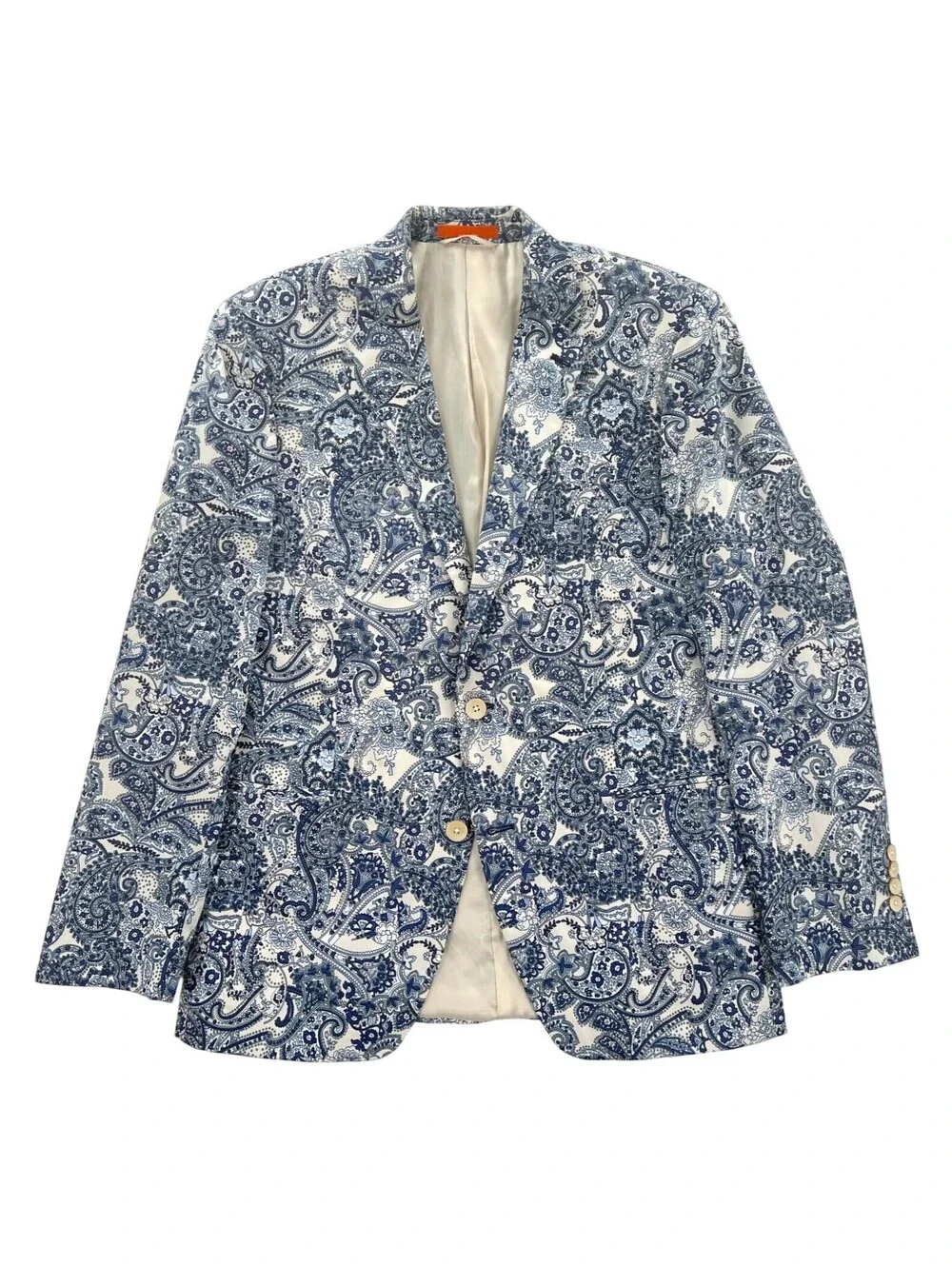 Tallia Blue/White Paisley Dual-Vented Sportcoat 40 R